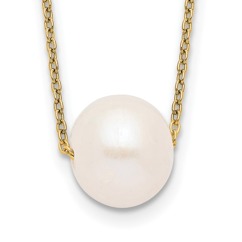 Sterling Silver Gold-tone 10-11mm White Near-Round Freshwater Cultured Pearl 17 inch Necklace 17 Inches