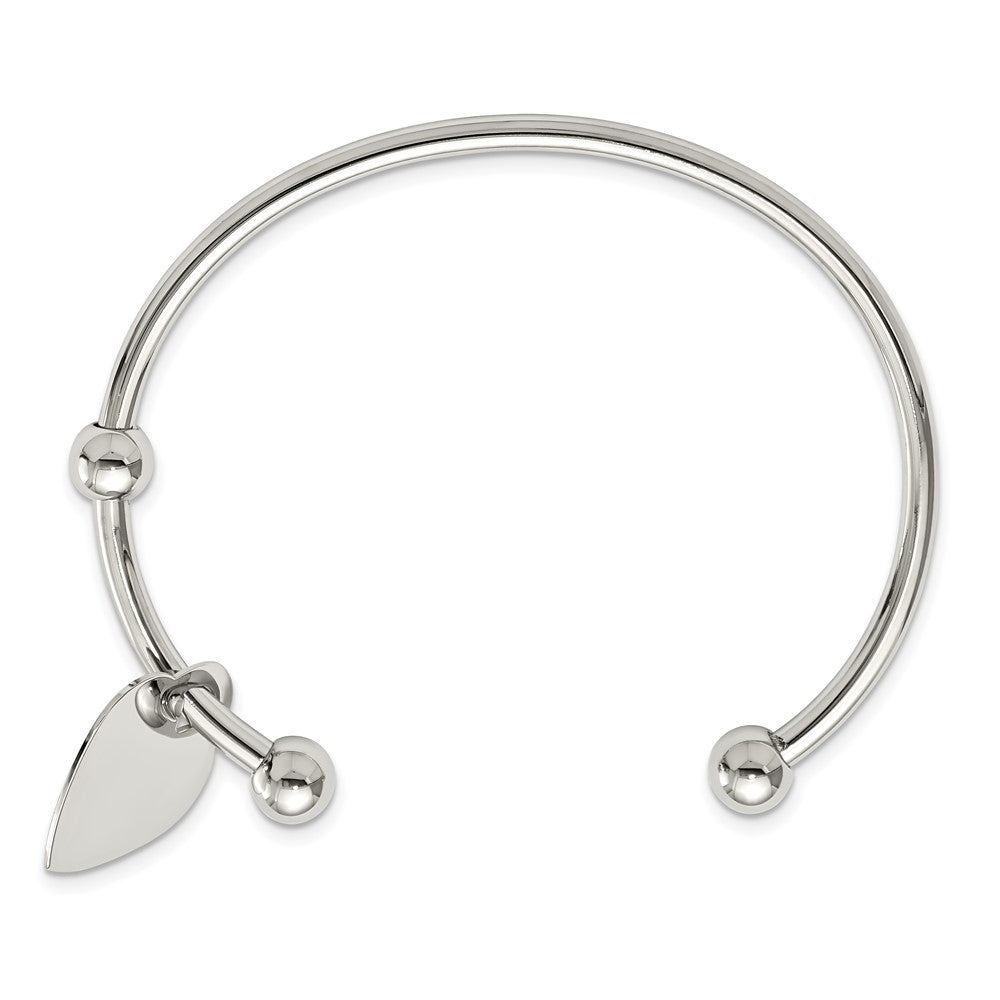 Stainless Steel Polished Heart Bangle 6.75 inches