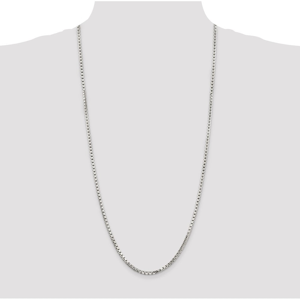 Sterling Silver 2.9mm 8 Sided Diamond-cut Box Chain 30 Inches