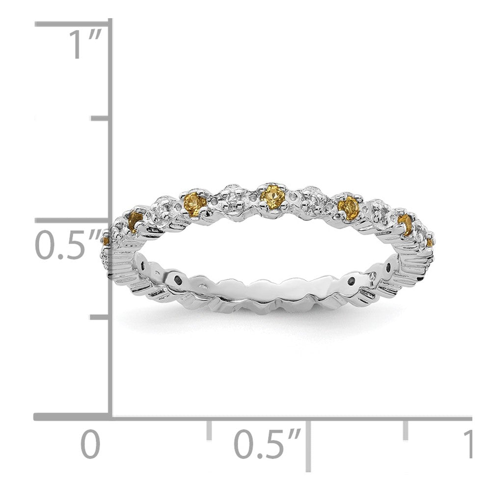 Sterling Silver Stackable Expressions Citrine & Diamond Ring Size -10