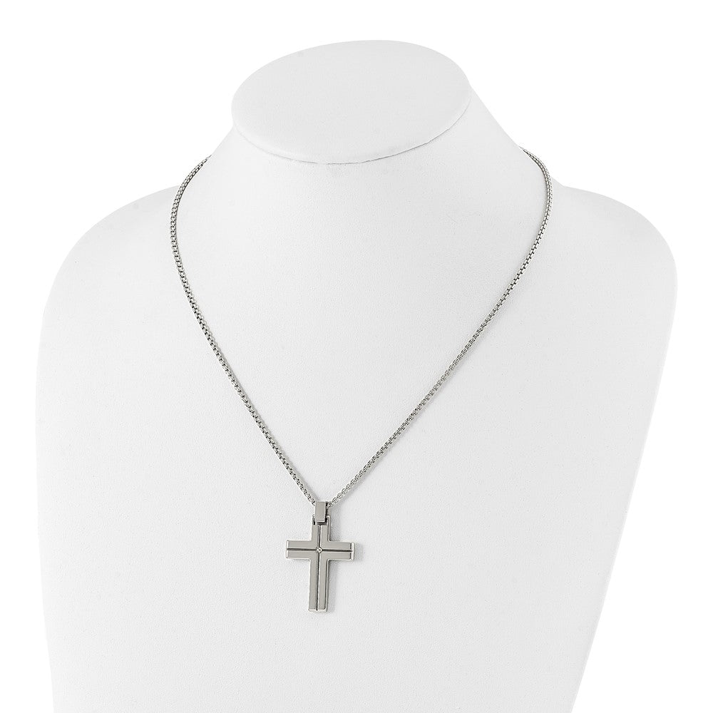 Stainless Steel Polished Yellow IP-plated Cross 19.5in Necklace