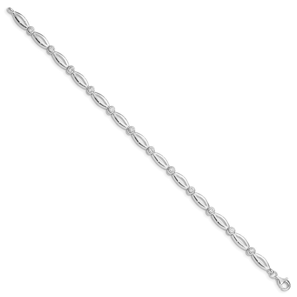 Sterling Silver Rhodium-plated 7inch Polished Fancy CZ Bracelet 7 inches