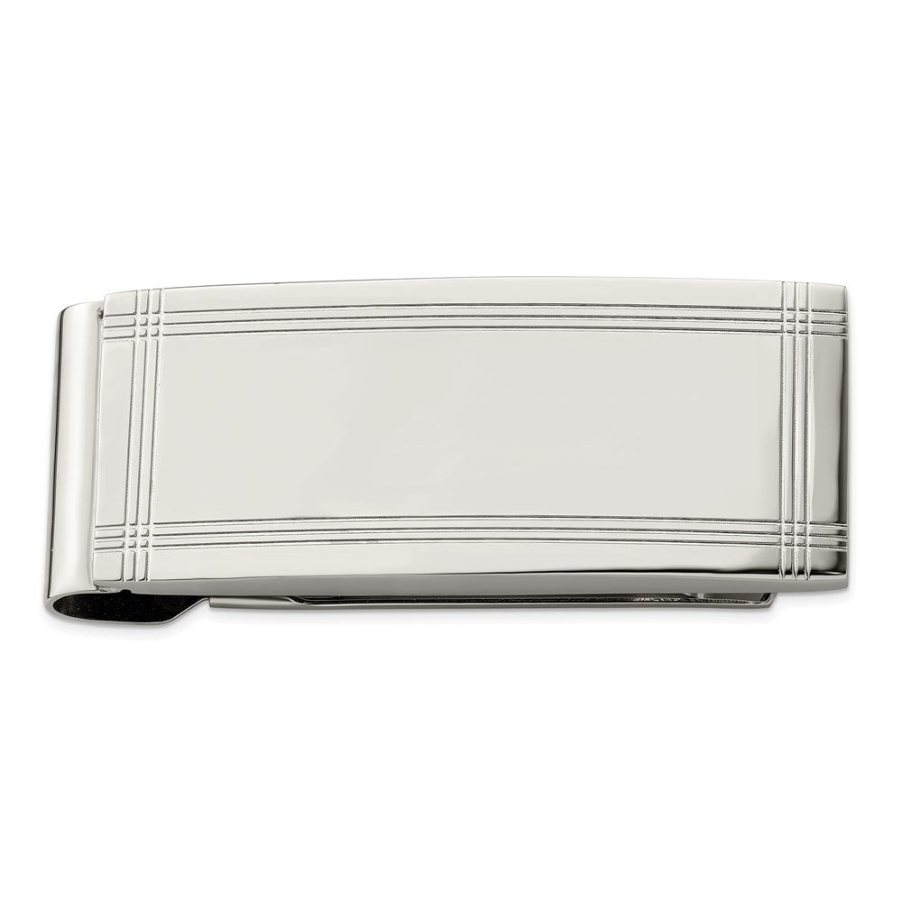 Chisel Stainless Steel Polished And Grooved Money Clip