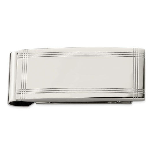 Chisel Stainless Steel Polished And Grooved Money Clip