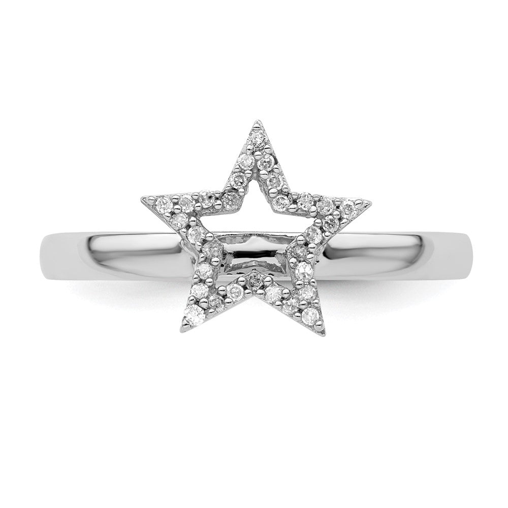 Sterling Silver Stackable Expressions Star Diamond Ring Size -7
