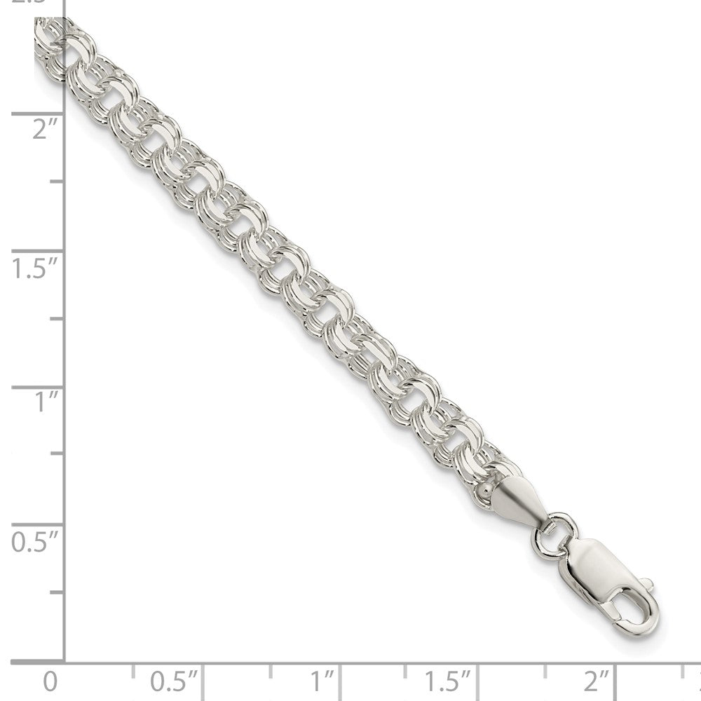 Sterling Silver Polished 5mm Triple Link Charm Bracelet 8 inches