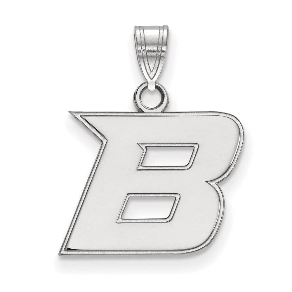 Sterling Silver Rhodium-plated LogoArt Boise State University Letter B Small Pendant QSS005BOS
