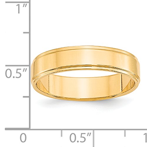 14k Yellow Gold 5mm Flat with Step Edge Wedding Band Size 11