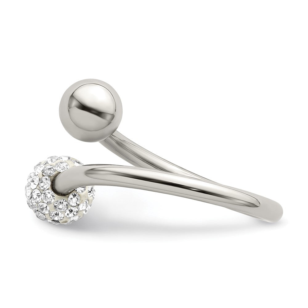Stainless Steel Polished with Preciosa Crystal Ring Size - 6