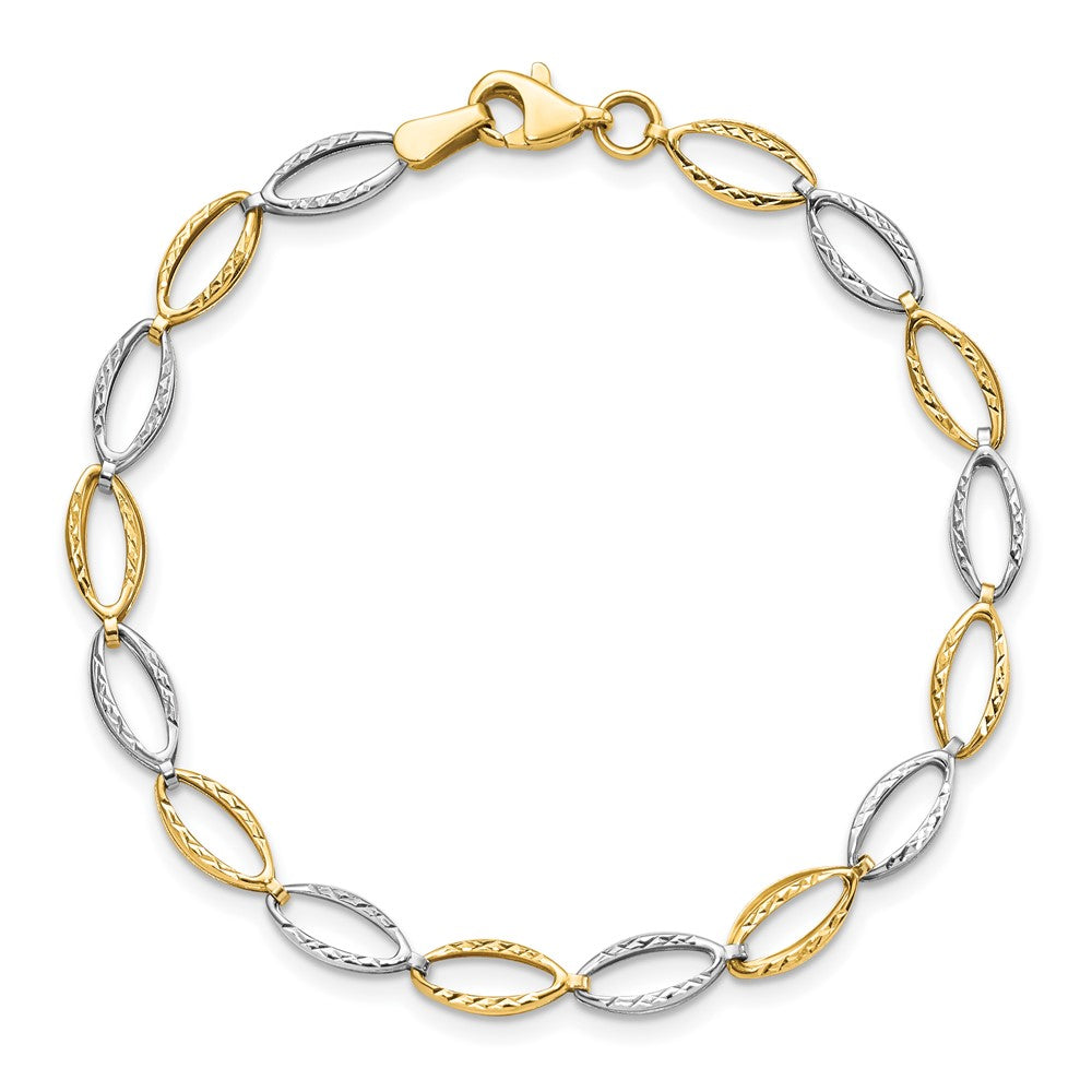 14K Two-tone D/C Bracelet 7  inches