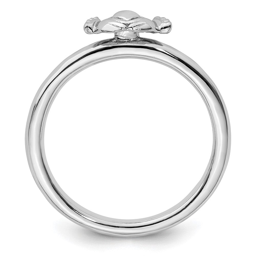 Sterling Silver Stackable Expressions Rhodium Claddagh Ring Size -9