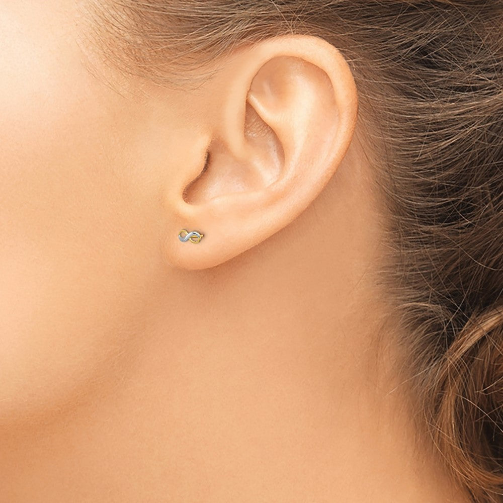 14k w/Rhodium Madi K Infinity Post Earrings