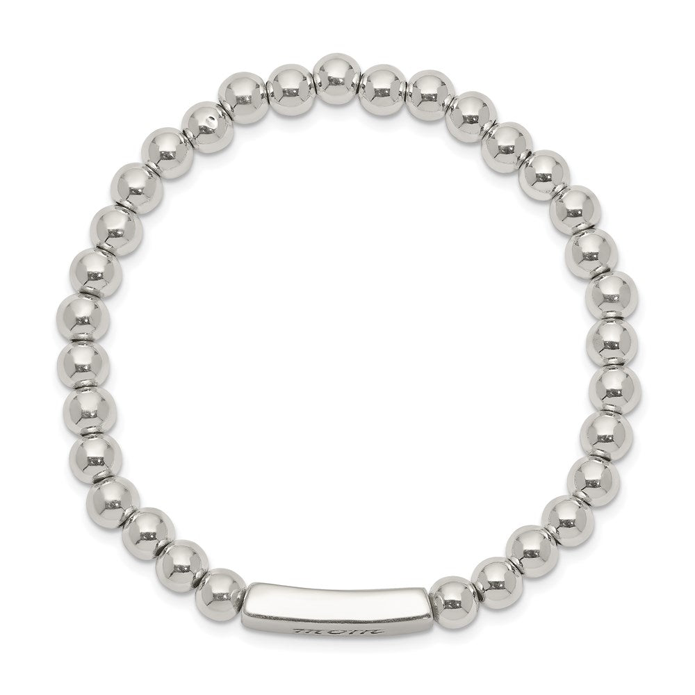 Sterling Silver Enameled MOM Stretch Bracelet 20 MM