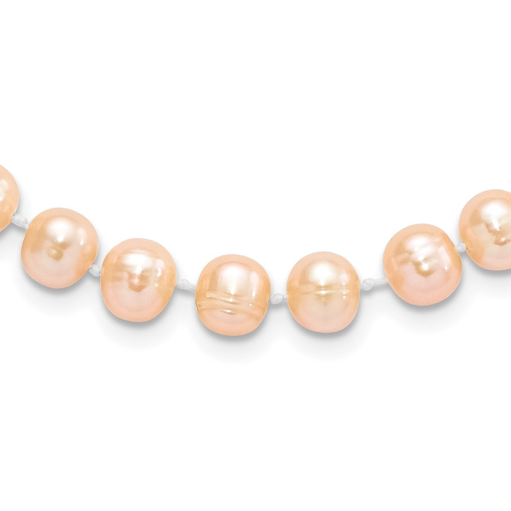 Sterling Silver Rhodium-plated 7-8mm Pink Near-Round Freshwater Cultured Pearl 24 inch Necklace 24 Inches