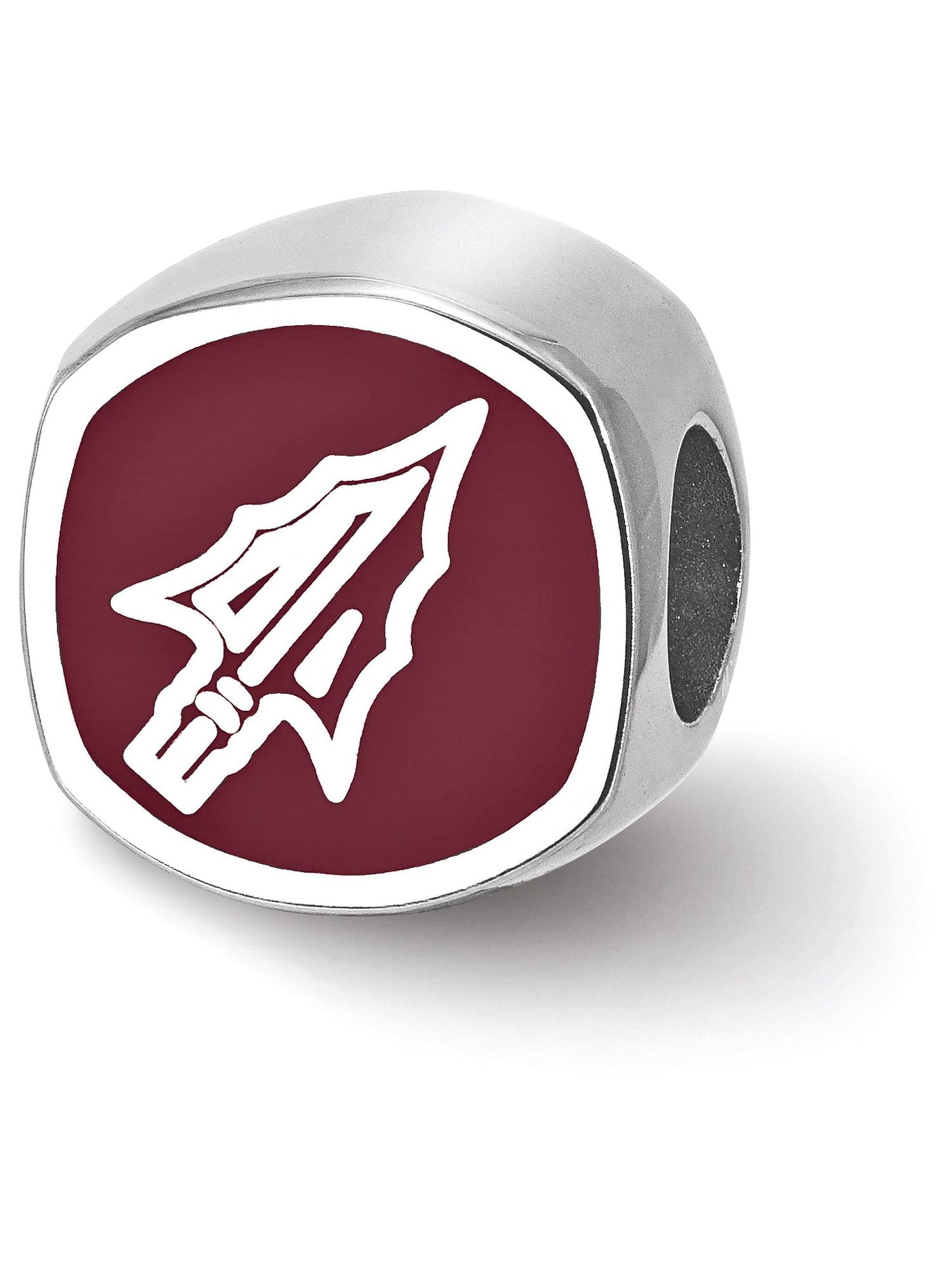 Sterling Silver & Enamel Florida State U. Cushion Shaped Bead Charm