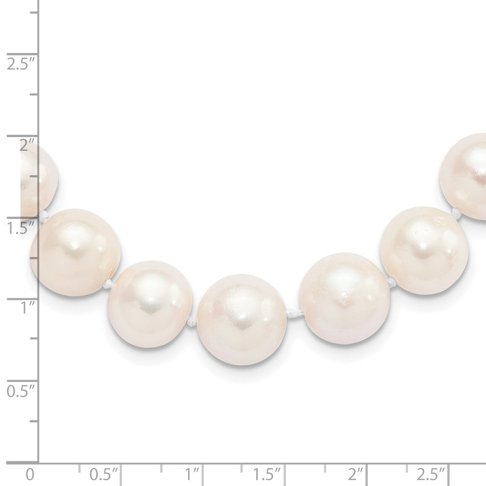 Sterling Silver Rhodium-plated 11-12mm White Near-Round Freshwater Cultured Pearl 24 inch Necklace 24 Inches