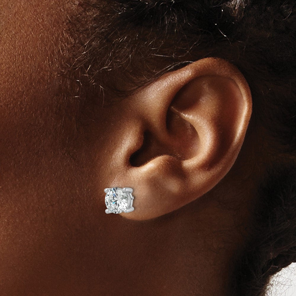 14K White Gold 3 Carat Lab Grown Diamond VS/SI+ G+ Round 4-Prong Heavyweight Complete Stud Earrings