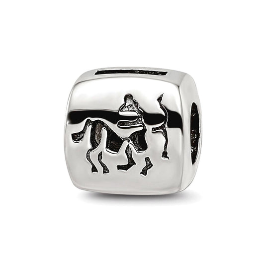Sterling Silver Reflections Sagittarius Zodiac Antiqued Bead