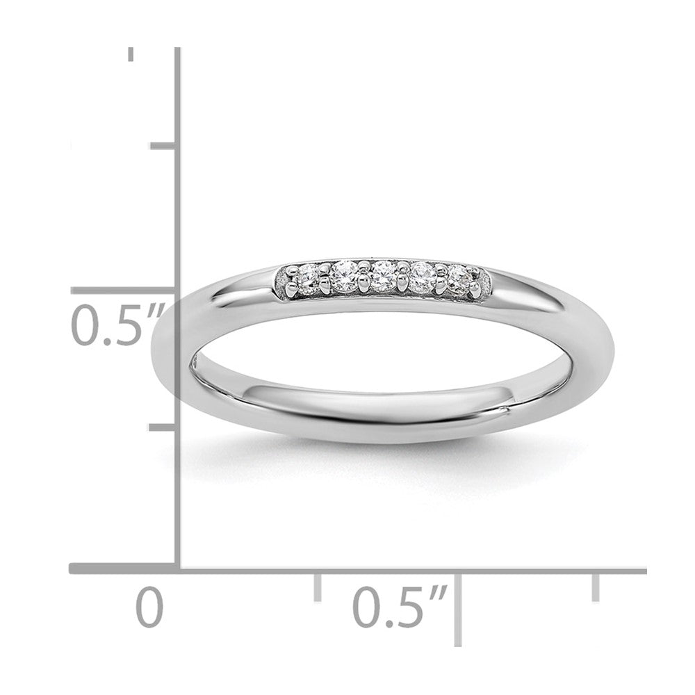 Sterling Silver Stackable Expressions Rhodium-plated CZ Ring Size -5