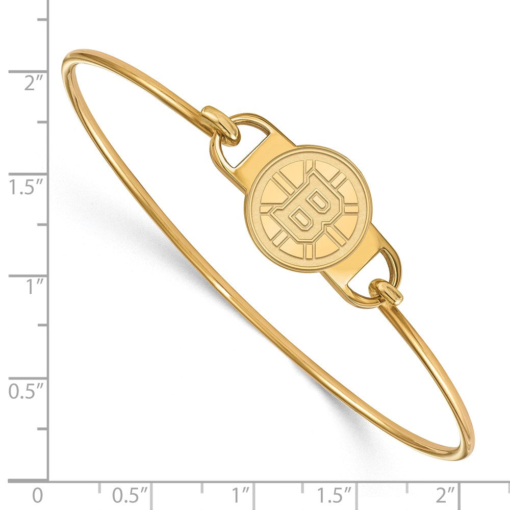 Sterling Silver Gold-plated NHL LogoArt Boston Bruins Small Center 7 inch Wire Bangle