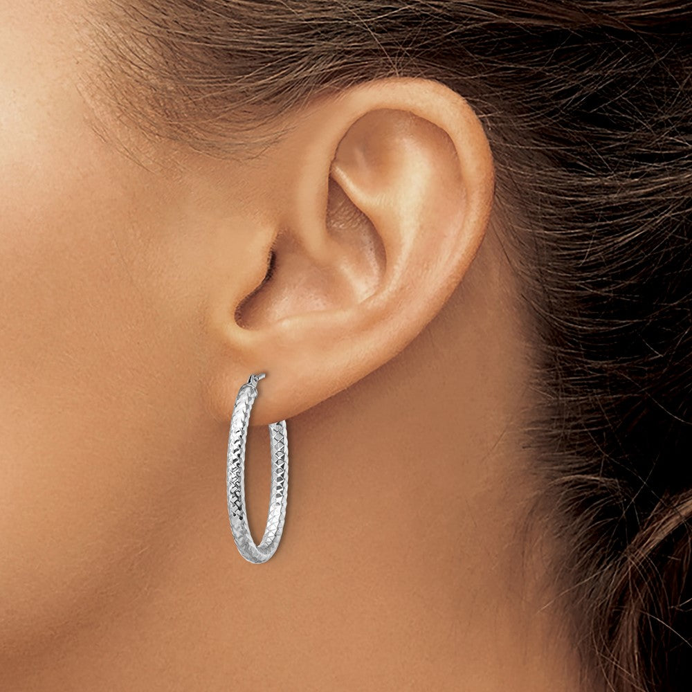10K ForeverLite White Gold Polished and Textured Earrings