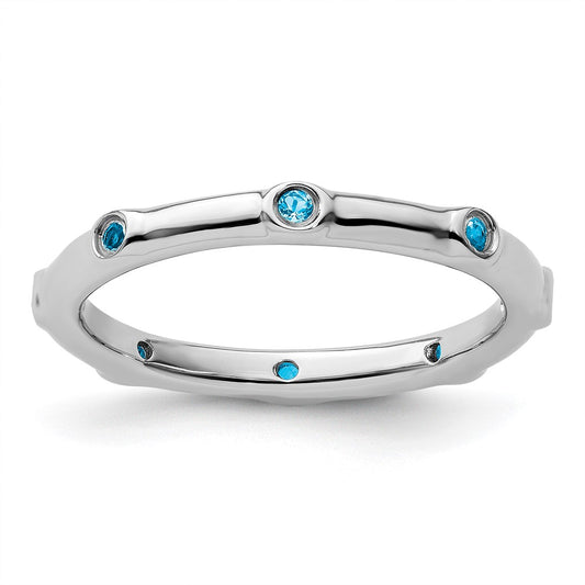 Sterling Silver Stackable Expressions Blue Topaz Ring Size -7