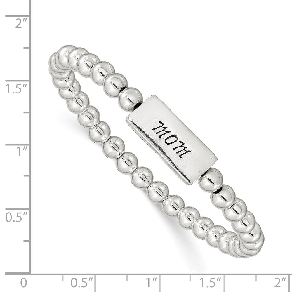 Sterling Silver Enameled MOM Stretch Bracelet 20 MM
