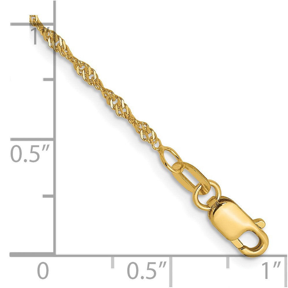 14K 1.3mm Singapore Chain 7  inches
