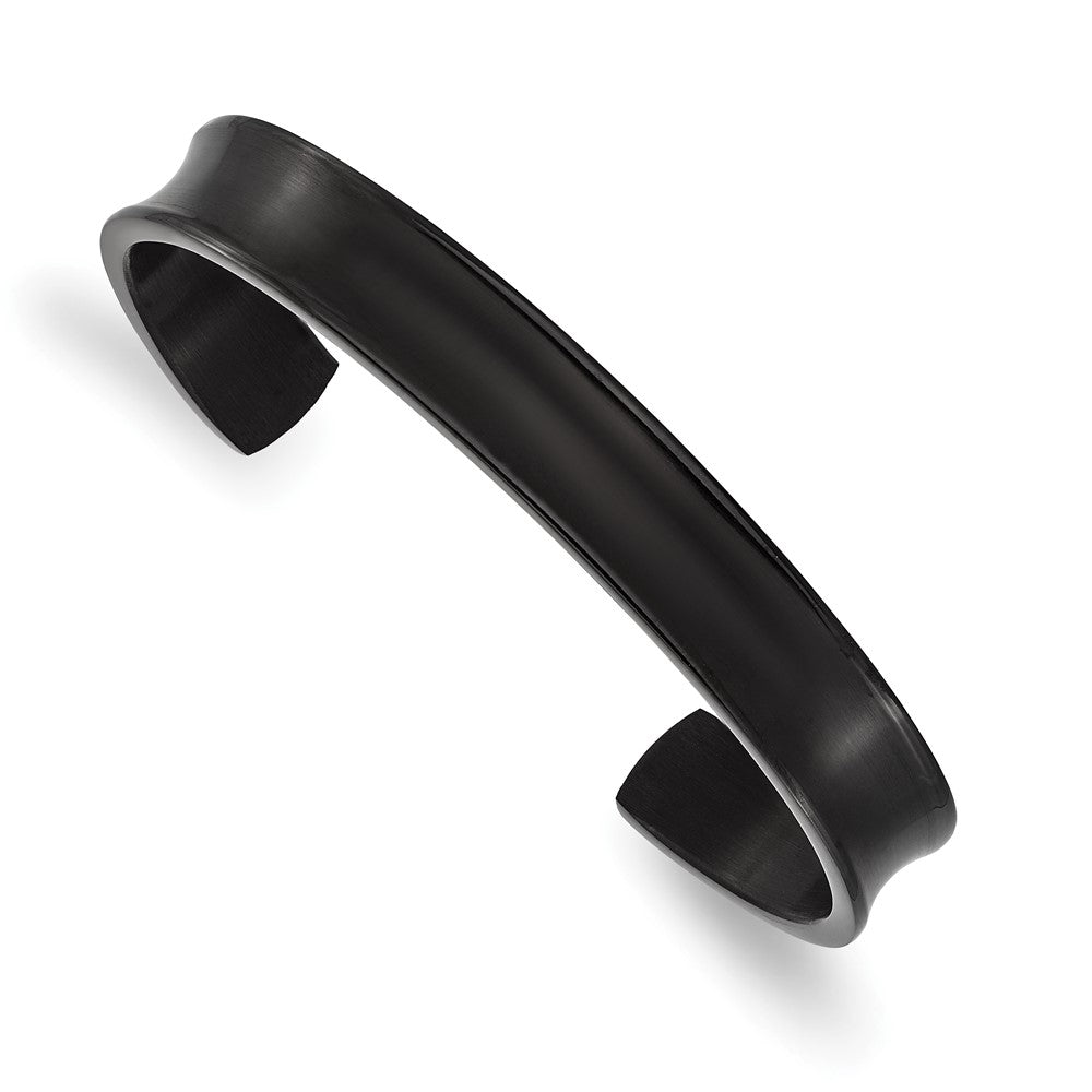 Titanium Brushed w/Polished Edge Black IP-plated 10mm Cuff Bangle 7 inches