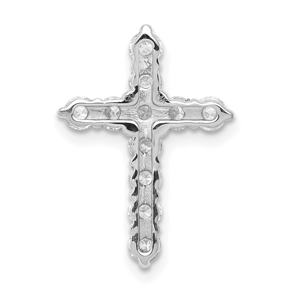 14k White Gold 3/4 carat Lab Grown Diamond VS/SI+ G+ Cross Chain Slide Pendant