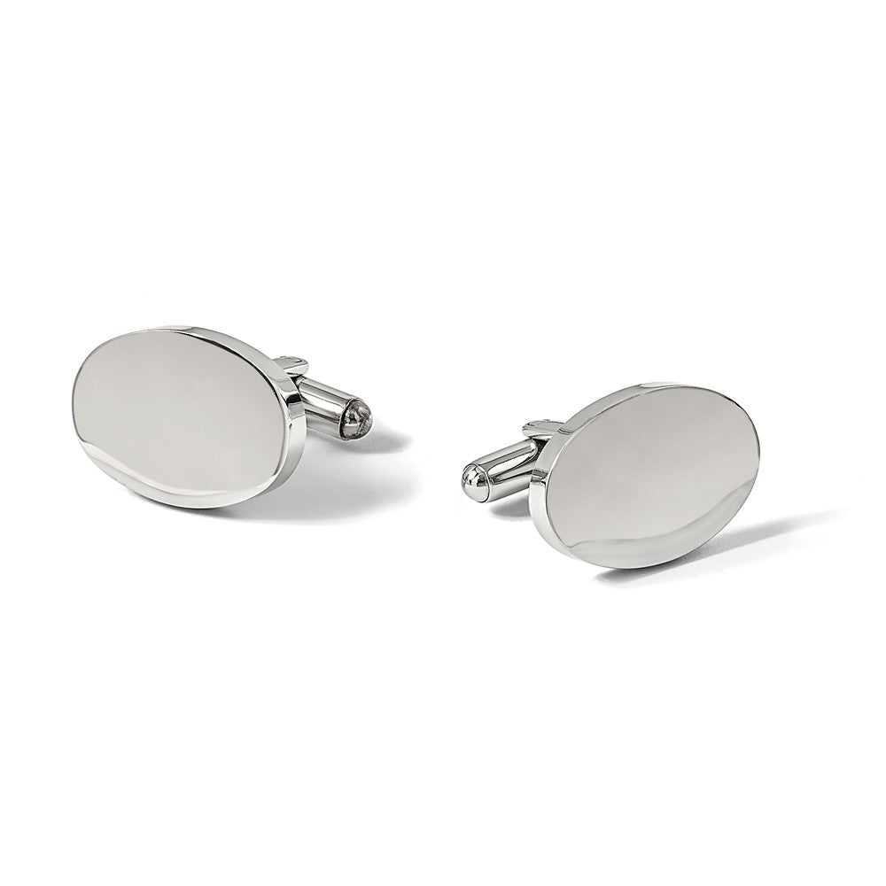 Chisel Stainless Steel Polished Oval Cuff Links