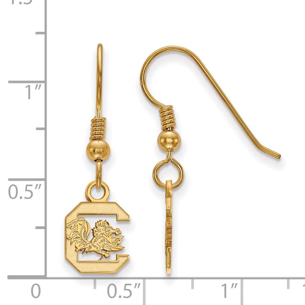 Women's South Carolina Gamecocks Gold Plated XS Dangle Earrings