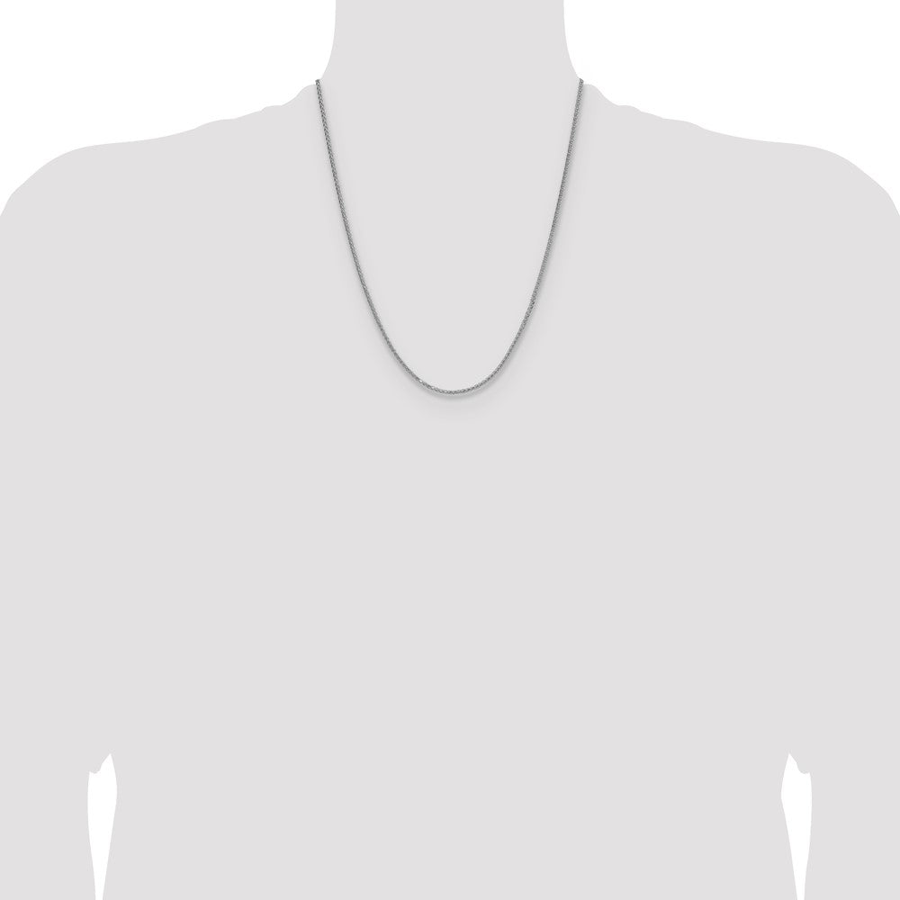 Sterling Silver Rhodium-plated 2.0mm 8 Sided D/C Double Spiga Chain