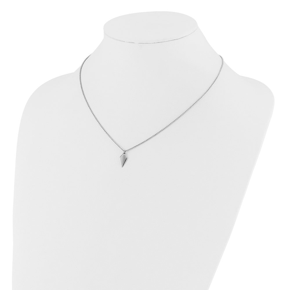 Sterling Silver Rh-plated Polished Arrowhead w/1in ext. Necklace