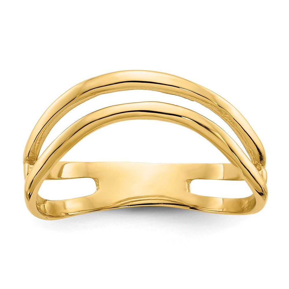 14K Gold Polished Double Wave Fashion Thumb Ring Size 9