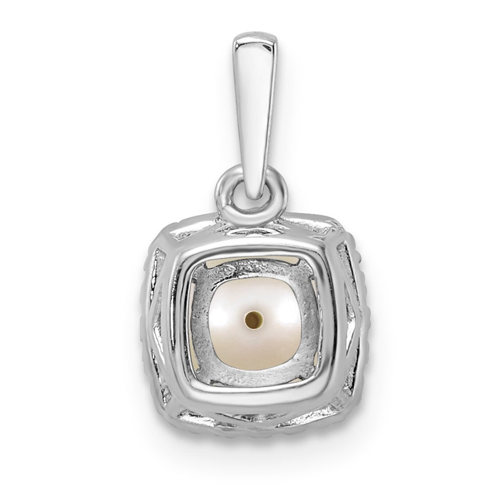 Sterling Silver Pearl & Diamond Pendant w/ chain