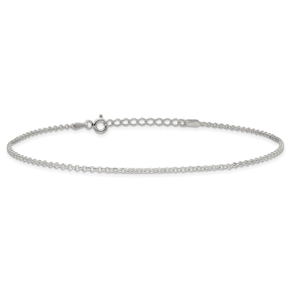 Sterling Silver 1.5mm Rolo 9in Plus 1in ext. Chain Anklet 9 inches