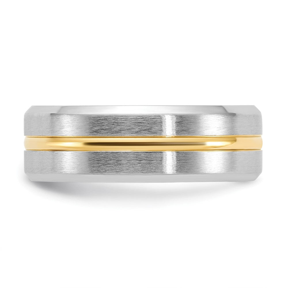 Cobalt Brushed and Polished w/Yellow IP Center Beveled Egde 8mm Band Size - 11.5