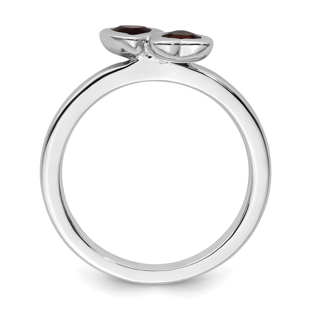 Sterling Silver Stackable Expressions Garnet Double Heart Ring Size -6