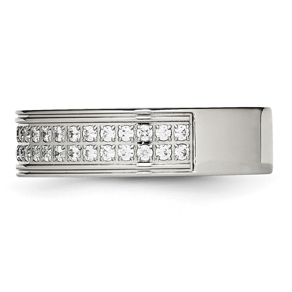 Stainless Steel Polished w/CZ 6.5mm Band Size - 6