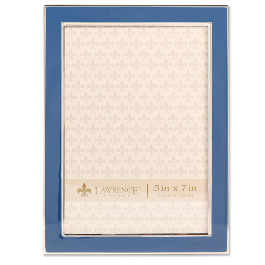Lawrence Frames Silver Plated 5x7 Navy Enamel Picture Frame