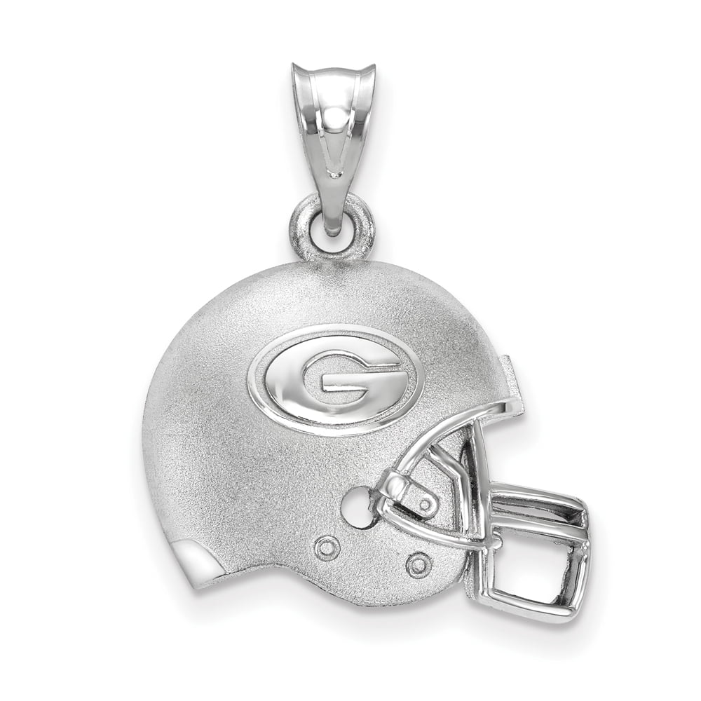 Sterling Silver Rhodium-plated LogoArt University of Georgia Letter G Domed Football Helmet Pendant Q-SS505UGA