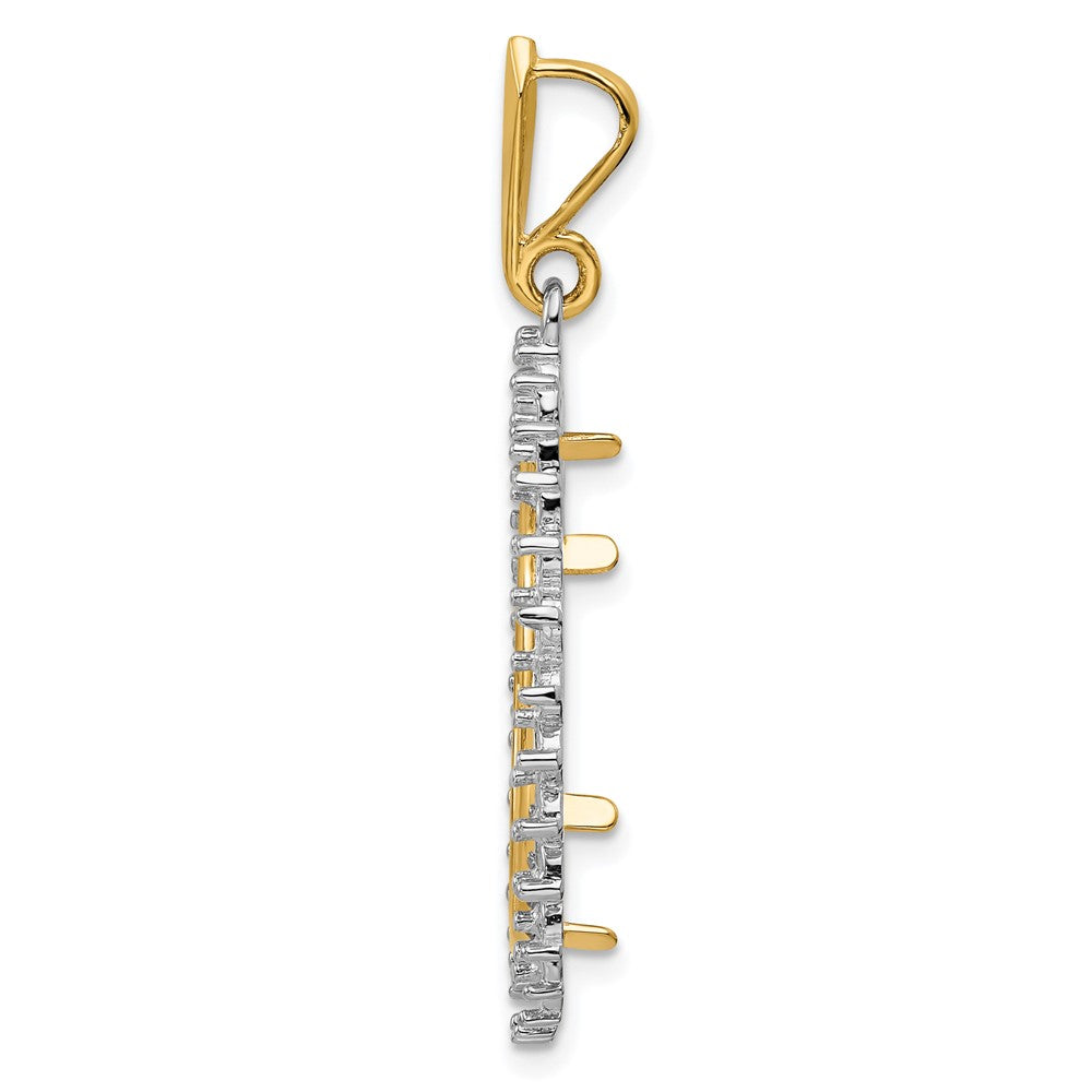 Wideband Distinguished Coin Jewelry 14k Two-tone Polished Diamond Circle 21.6mm Prong Coin Bezel Pendant Mounting