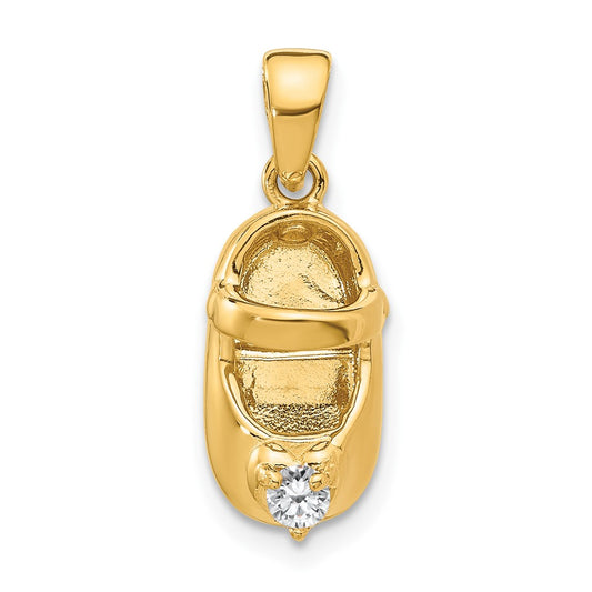 10K 3-D April/Synthetic Stone Engraveable Baby Shoe Charm