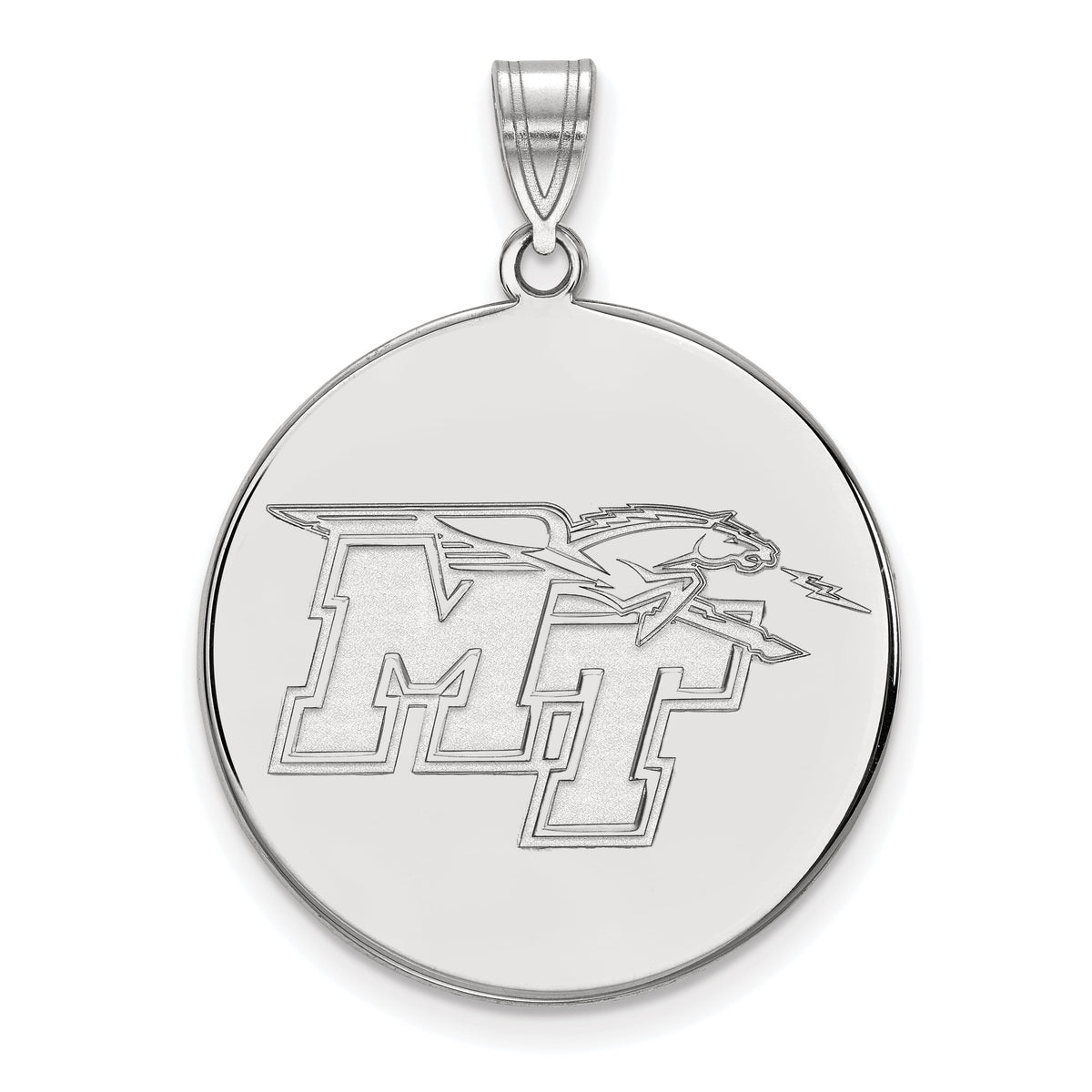 LogoArt Sterling Silver Middle Tennessee State University XL Disc Pendant Necklace