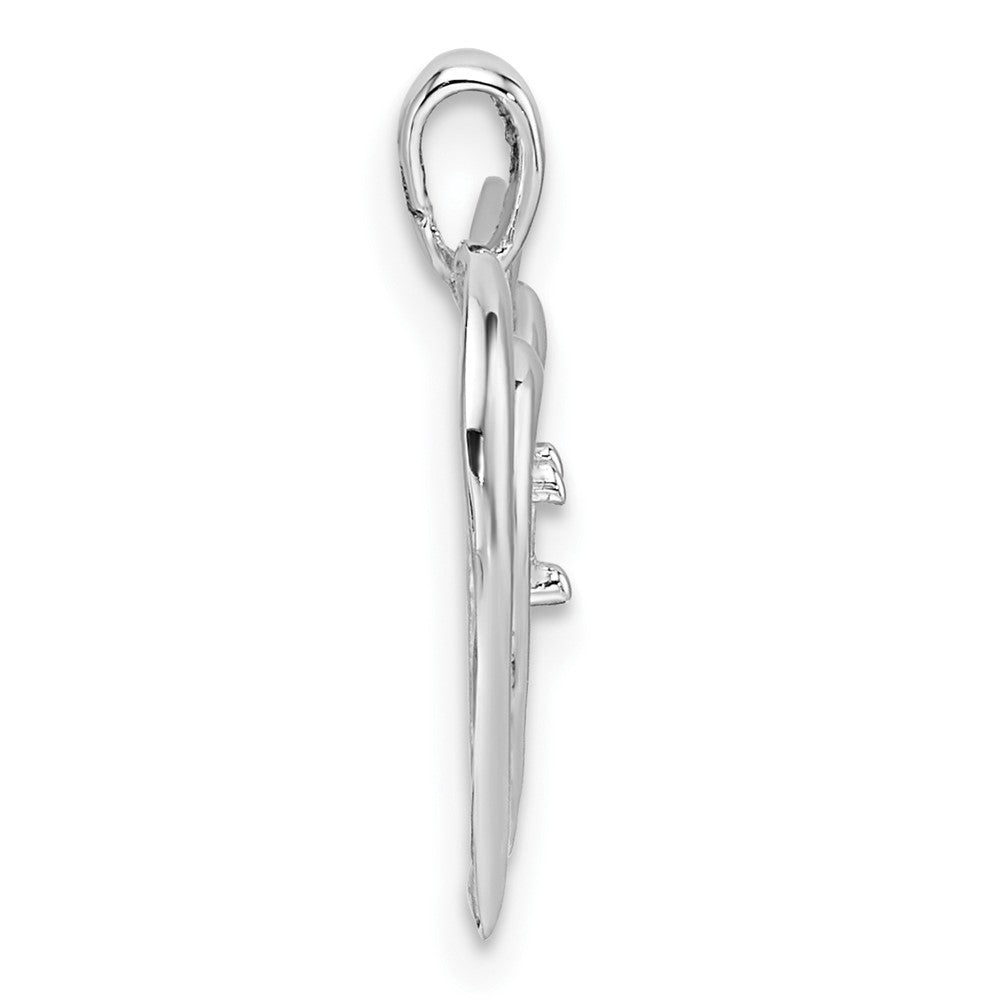14k White Gold Holds 1-3.2mm Stone Double Heart Pendant Mounting
