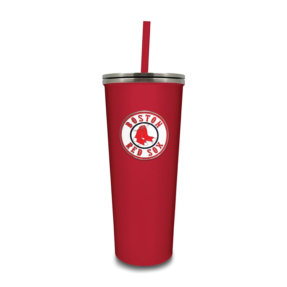MLB Boston Red Sox Stainless Steel 24 ounce Skinny Tumbler with Emblem and Straw