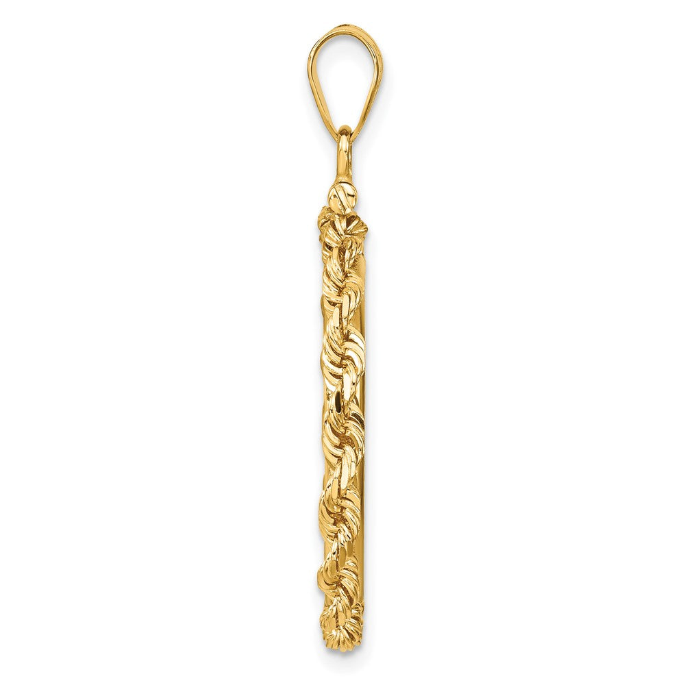 Wideband Distinguished Coin Jewelry 14k Polished Rope 22.0mm x 1.9mm Screw Top Coin Bezel Pendant