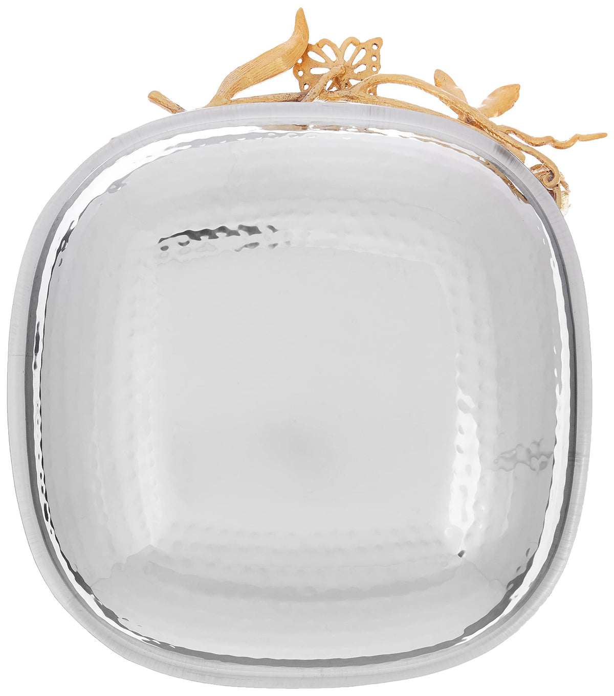 Leeber 70066 10.5 x 2.75 in. Butterfly Large Square Serving Bowl, Silver & Gold