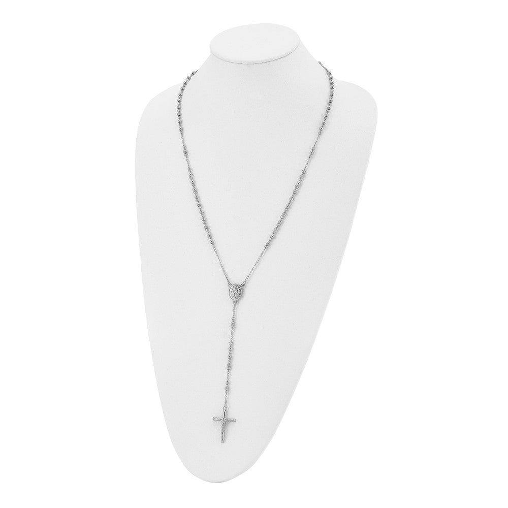 Stainless Steel Polished 4mm Bead Rosary Necklace Jewelry Gifts for Women